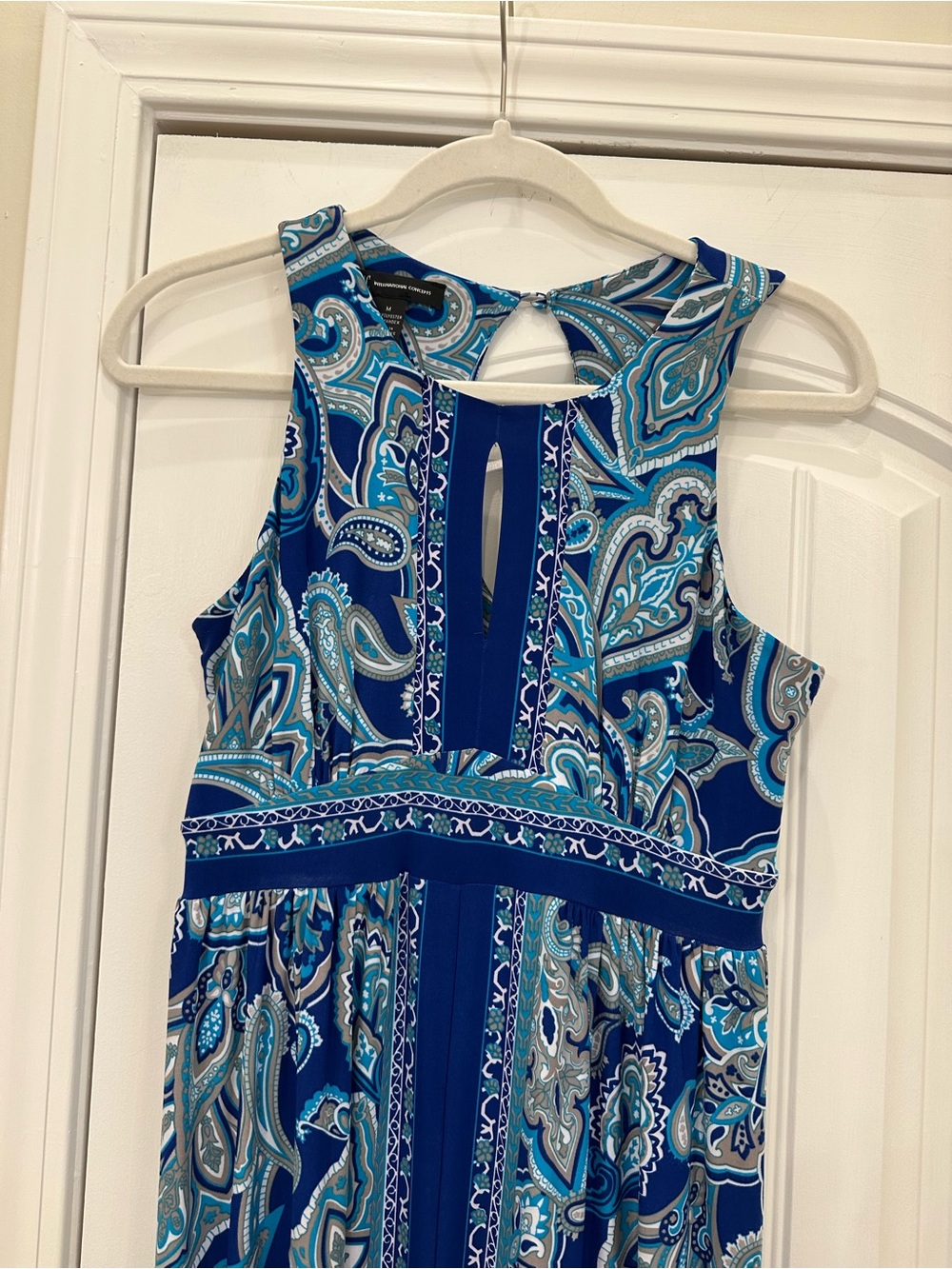 INC International Concepts Sleeveless Blue Paisley Maxi Dress M - Picture 3 of 7